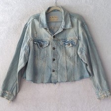 We The Free Women's Distressed Cropped Denim Jacket Size XS