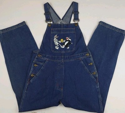 Vintage Looney Tunes Bugs Tweety Sylvester Denim Jean Overalls