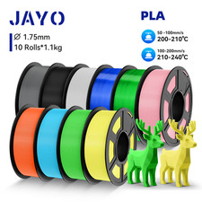 JAYO 10KG PLA 3D Printer Filament Bundle PLA 1.1KG/Spool 1.75mm Smooth