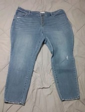 Ava  Viv Jeans Women  s 24W Blue High Rise Skinny Light Denim Stretch Button Fly