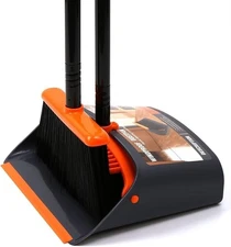 Broom And Dustpan Set With Long Handle Upright Standing Combo