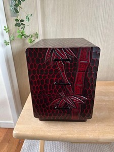 OHARIBAKO Japanese Vintage Sewing Box Kamakura Carved Wooden Design Retro Japan