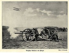 1914 * Belgische Artillerie mit Flieger *  WW1