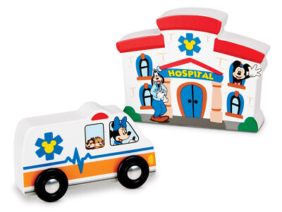 Disney Mickey Mouse Clubhouse Wooden Ambulance + Hospital 2 Piece