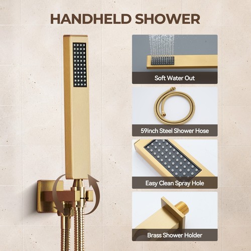 CASAINC 12" Regenduschsystem zur Wandmontage mit wasserbetriebener Digitalanzeige - Bild 28 von 28