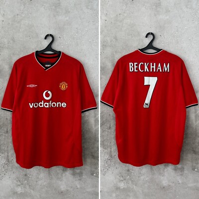 MANCHESTER UNITED 2000 2002 HOME FOOTBALL SHIRT #7 BECKHAM UMBRO
