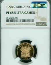 1998 SOUTH AFRICA 20 CENTS NGC PF68 UCam MAC SPOTLESS 3,051 minted *