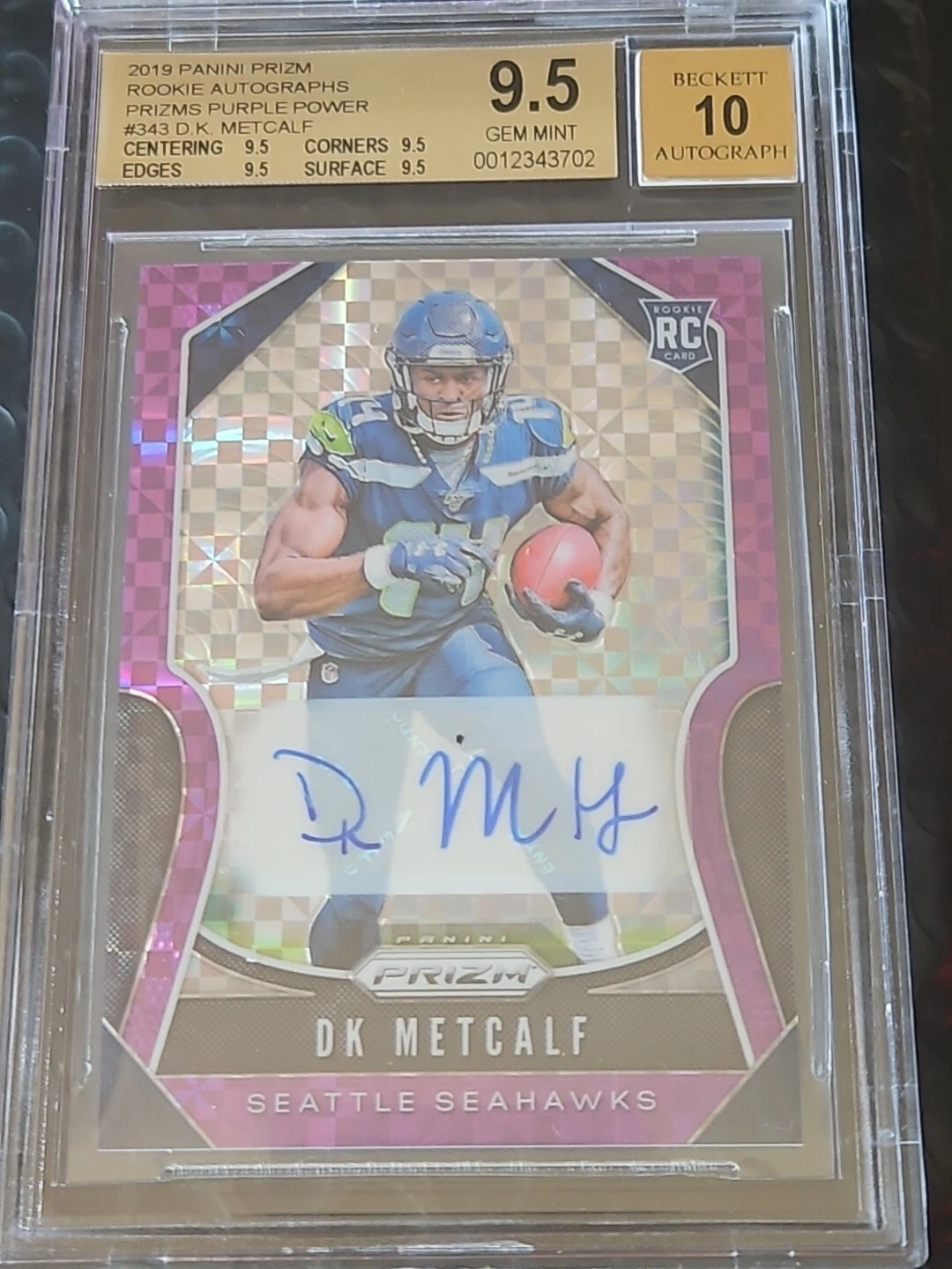 DK Metcalf Panini Prizm Rookie Patch Autographs #DK Purple Power