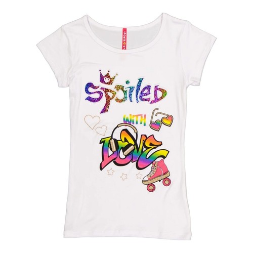 Girls Spoiled with Love Embossed Foil Graphic Tee - White - Size M (5/6)