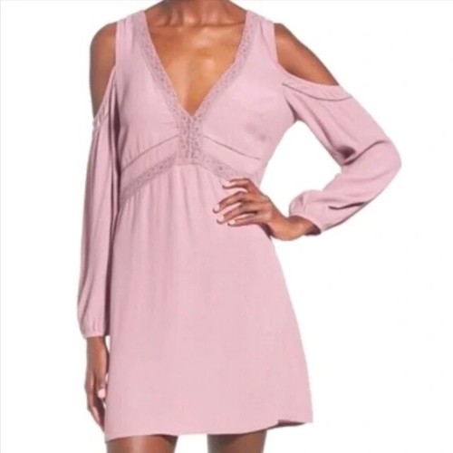 ASTR The Label Lavender Silk Blend Cold Shoulder Mini Dress Long Sleeve XS - 第 1/10 張圖片