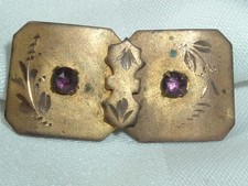 VICTORIAN OLD VINTAGE AMETHYST BRASS SMALL BUCKLE