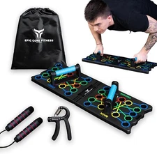 32 in 1 Push Up Board Bar, Handles, Jump Rope, Hand Strengthener & Bag Full Set