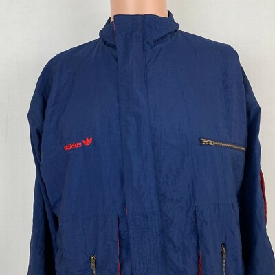 Adidas Embroidered Trefoil Windbreaker Jacket Vtg 90s Size S