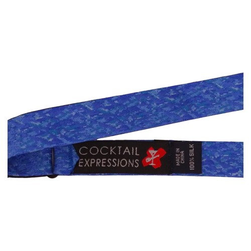COCKTAIL EXPRESSIONS Mens Bow Tie SELF TIE Silk Blue Textured Adjustable Bowtie - Picture 2 of 4