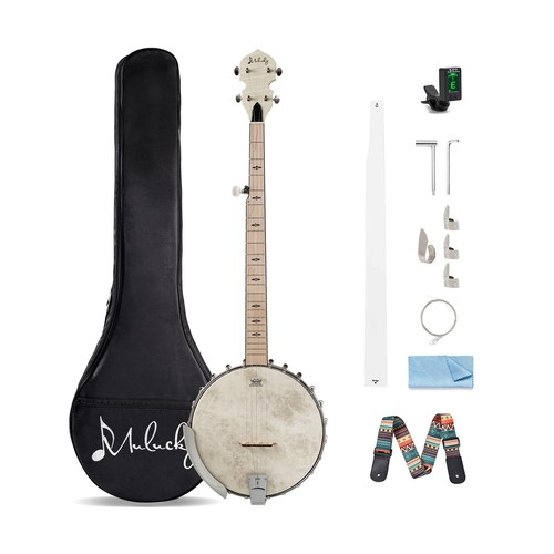 5 String Banjo, Mulucky Full Size with 24 Brackets Banjo, Open Back, Maple Ba... - Picture 1 of 8