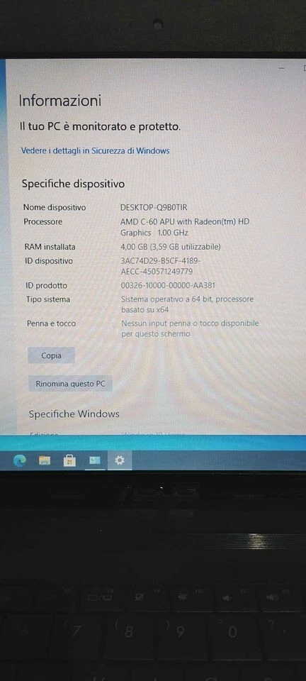 PC 19 ASUS - X55U + CPU AMD C-60 1.00 GHZ + 4GB RAM DDR3 1X4GB 1333MHZ + SSD 240 - Immagine 2 di 4