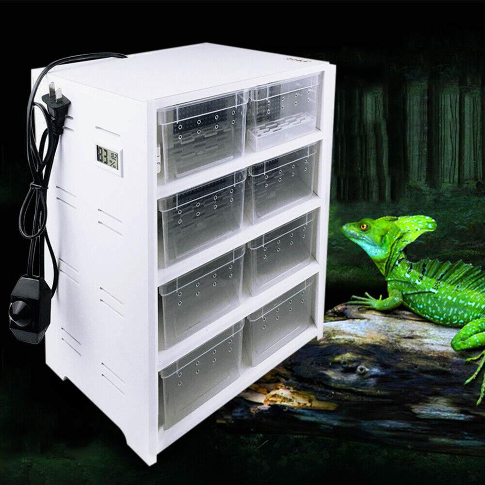 8 Grid Reptile Feeding Box Breeding Tank Cage With Comfortably Heating Pad Cabin