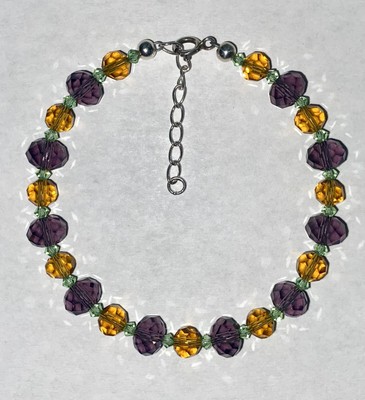 Swarovski Elements Czech Crystal And Sterling Silver Beaded Bracelet Adjustable 