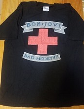 2009 Bon Jovi Band BAD MEDICINE Adult Black Shirt Graphic Medium Distressed