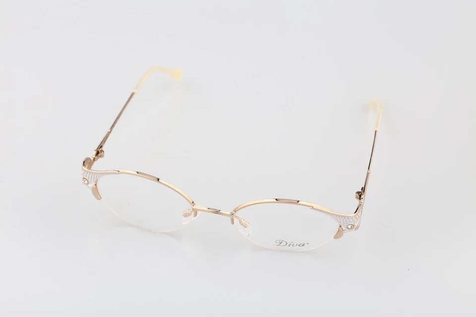Diva 5083 19, Vintage Años 90 Oro y Perla Blanco Ovalado Gafas Marcos Mujer Nuevo de Lote Antiguo Foto 4 de 4