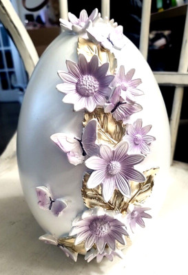 Easter Egg Laura Ashley Lilac Pearl Gold 10''x7'' NWOT READ