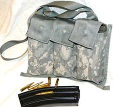 US Army BANDOLEER 6 Mag Magazine 3-Pouch MOLLE II ACU digital Camo USGI