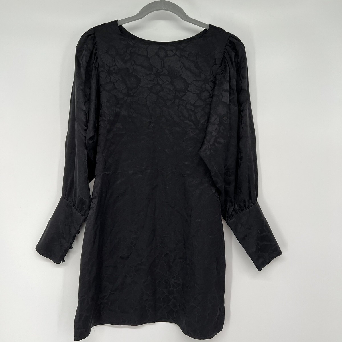 poshmark black tie dress Tucker Silk Long Sleeve Mini Womens Size P Monochromatic Print ASYMMETRIC DRAPED MIDI DRESS 90s sheer floral Color:#58-White