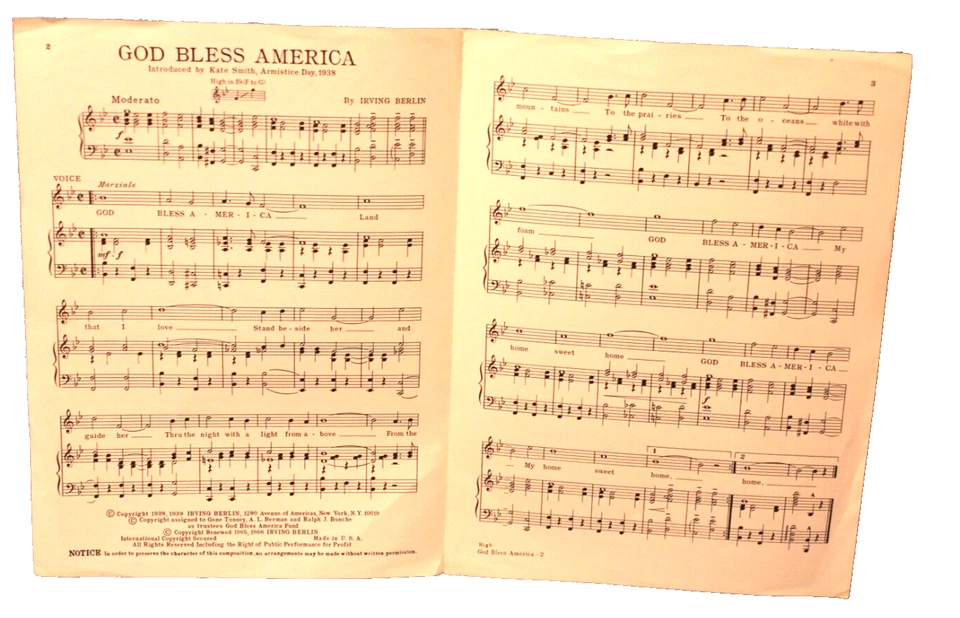 God Bless America by Irving Berlin Sheet Music Very Good Condition Kate Smith - Image 4 of 4