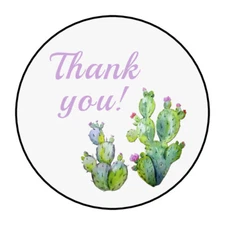 Thank you stickers, labels, tags, cactus envelope seals green