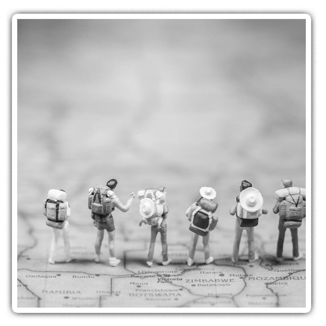 2 x Square Stickers 10 cm - Backpackers Map Travel Explorer  #43182
