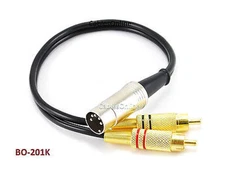 1ft 5-Pin DIN to 2-RCA Black Audio Cable, CablesOnline BO-201K