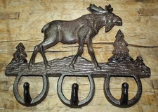 Cast Iron MOOSE Towel Coat Hooks Hat Hook Key Rack CABIN Hunting Camp Lodge Deer