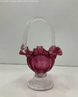 Fenton Pink and Clear Glass Basket
