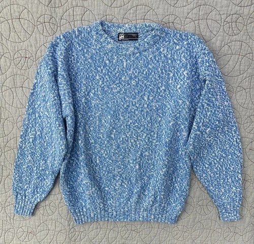 Vintage LOBO Pendleton Blue White Heathered Variegated Cotton Sweater / Men’s L