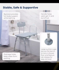 Drive Medical 12011KD-1 Tub Transfer Bench For Bathtub, Height Adjustable Shower