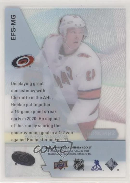 2020 Upper Deck Synergy Exceptional Futures /749 Morgan Geekie #EFS-MG Rookie RC - Image 2 of 2