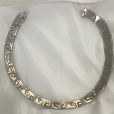 Mid-Century Modern Mexican Sterling Silver Geometric Linked Choker Necklace