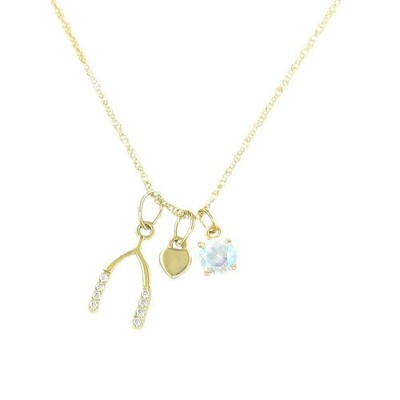 Brillanter feiner Schmuck 14 Kt über Sterling Wishbone Cluster Halskette