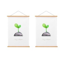 2 Pack Magnetic Poster Hanger Frame, 24x36 24x30 24x17 Teak Wood Magnet Poste...