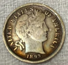 1893 Barber Dime VF+