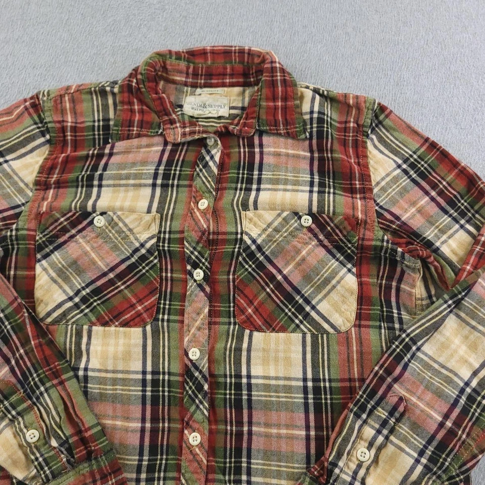 Рубашка женская Ralph Lauren Denim & Supply средняя клетчатая фланелевая красно-зеленая повседневная - Изображение 2 из 4