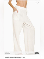 Zenana S Woven Linen Crinkle Pleat Wide Leg Summer Linen Beach Pants Pockets