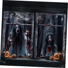 2 Pack Halloween Window Cover Creepy Female Ghost Curtain Scary Halloween