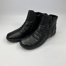 Clarks Unstructured Women's Black Leather Ankle Boots UK 5 Zip Casual Comfort