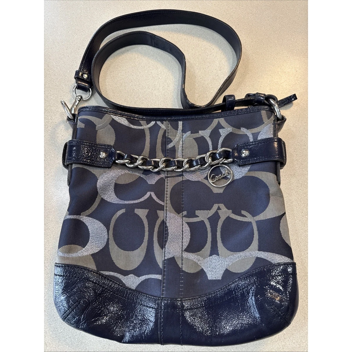 バッグ Coach Op Art 2Way Bag Navy Gray Y2K Coach Op Art Crossbody for sale | eBay