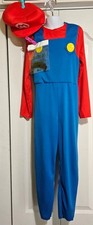 Super Mario Costume Kids 4-6 Hat Mustache Halloween Nintendo Disguise Boys Games