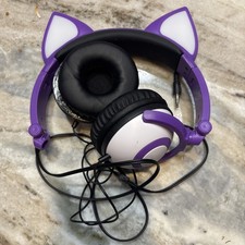 Cat Ear Headphones Led Light Up Ears Purple  For Parts ONLY  Not Tested  24HR SHIP-