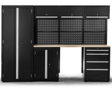 Werkstattrichtung XL Werkstatt Männerküche Stahl Werkbank Komplett Set 260cm