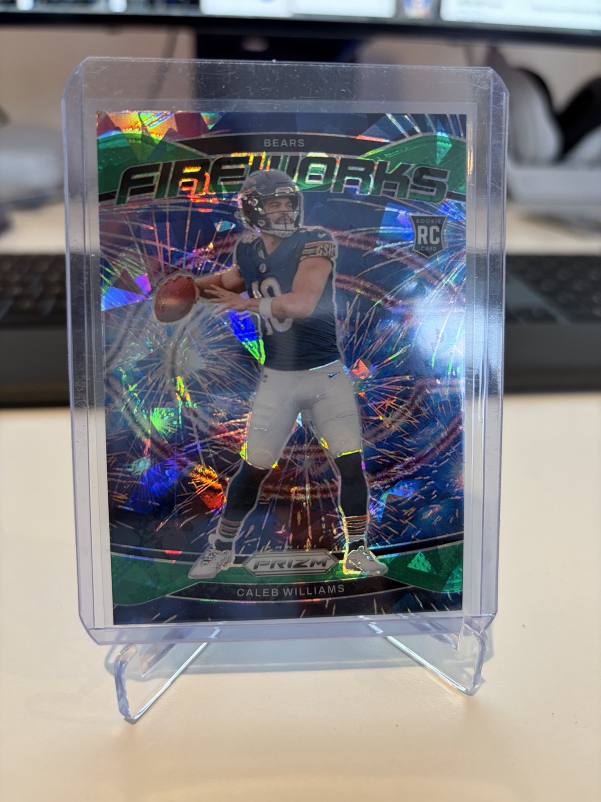 2024 PANINI PRIZM FIREWORKS GREEN ICE #25 CALEB WILLIAMS ROOKIE RC