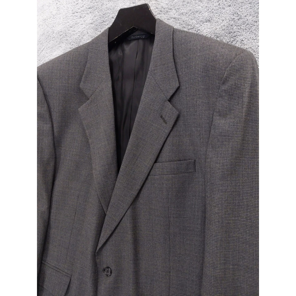 vtg Burberrys' Italian Wool Suit Jacket Pants Set Grey Houndstooth 46R Drop 6 - Image 4 of 4